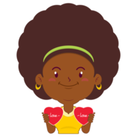 afro vrouw speels Valentijn tekenfilm schattig png