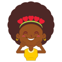afro donna giocoso San Valentino cartone animato carino png