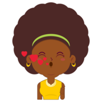 afro kvinna lekfull valentine tecknad serie söt png