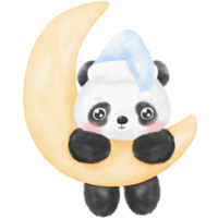 ilustração em aquarela de panda fofo png