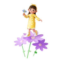 3D-Rendering-Cartoon-Mädchen png