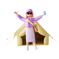 Rendu 3D de femmes voyageant en hiver png