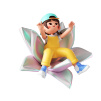 3D rendering cartoon girl png