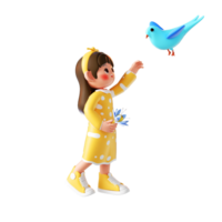 3D rendering cartoon girl png