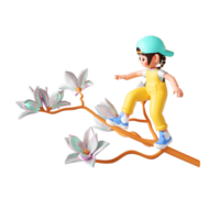 3D rendering cartoon girl png