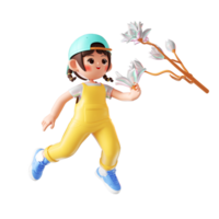 3D rendering cartoon girl png