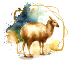 Watercolor Beautiful Painted Islamic Background with Sheep png