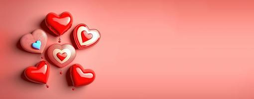 Red 3D heart on a happy Valentine's Day banner background photo