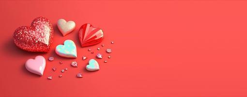 3D illustration of heart like crystal diamond for valentine's day banner and background photo