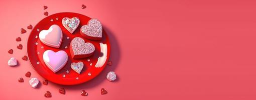 Shimmering 3D Heart Shape, Diamond, and Crystal Design for Valentine's Day Background and Banner photo