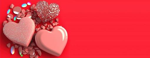 Valentine's Day Heart and Crystal Diamond Banner and Background photo