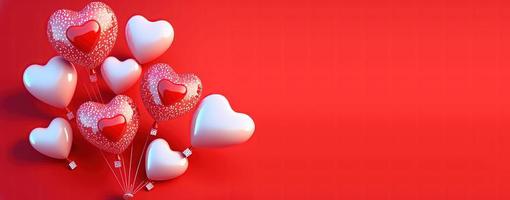 Valentine's Day illustration with a red 3D heart on a banner background photo
