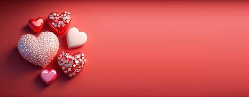 Luxurious 3D Heart, Diamond, and Crystal Illustration for Valentine's Day Background and Banner photo