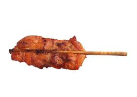 Grilled chicken skewers on a white background photo