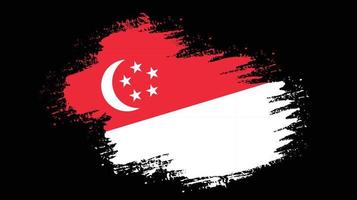 bandera de grunge de pincel de singapur vector