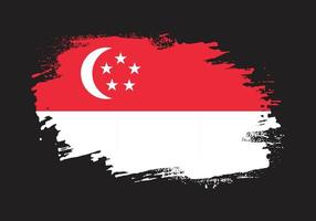 nuevo efecto de pincel vector de bandera grungy de singapur