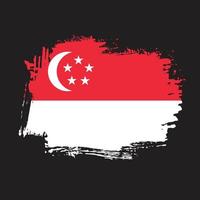 nuevo efecto de pincel vector de bandera grungy de singapur