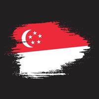 Ink paint brush stroke frame Singapore flag vector