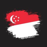 vector de bandera de singapur de trazo de pincel grunge dibujado a mano