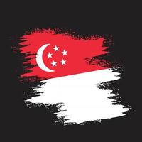 Abstract grunge stroke Singapore flag vector