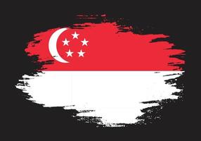 Thick brush stroke Singapore flag vector