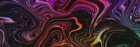 Iridescent chrome wavy gradient abstract background. Liquid metallic rainbow colored textured surface. Ultraviolet holographic horizontal panoramic backdrop. Trendy neon colors photo
