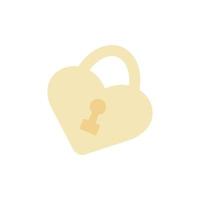 Vector doodle lock. Cute gold heart lock. Valentine's day clipart.