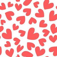 Vector seamless pattern with cute hearts. Valentine's day background. Romantic red and white pattern.