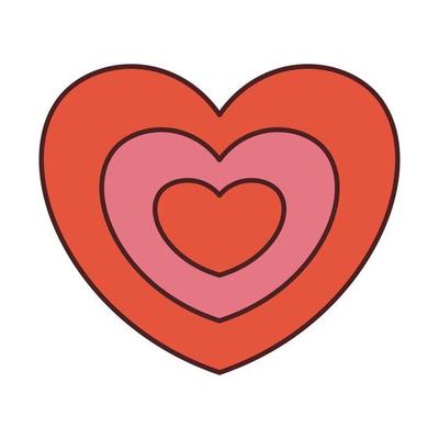 Vector retro heart in retro style. Cute red and pink heart