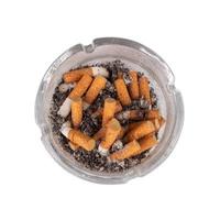 ashtray cigarette tobacco smoke isolated on white background photo