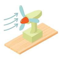 Wind energy icon isometric vector. Airflow blowing on new turned table fan icon vector