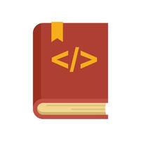 Programming book icon flat vector. Online education vector