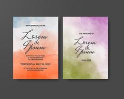 Wedding invitation with abstract watercolor background vector