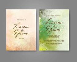 Wedding invitation with abstract watercolor background vector