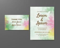 Wedding invitation with abstract watercolor background vector