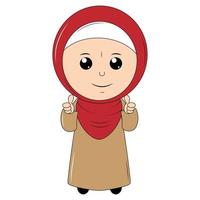 cute girl cartoon with hijab vector