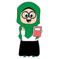 cute girl cartoon with hijab vector