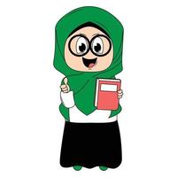 cute girl cartoon with hijab vector