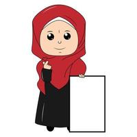 cute girl cartoon with hijab vector