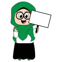 cute girl cartoon with hijab vector