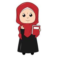 linda chica de dibujos animados con hiyab vector