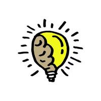 Doodle hand drawn light bulb icon with concept of idea. solution. isolated on white background. vector illustration