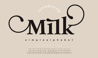 Milk s Fashion font alphabet. Typography typeface uppercase lowercase and number. vector illustration