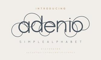 Adenio Fashion font alphabet. Typography typeface uppercase lowercase and number. vector illustration