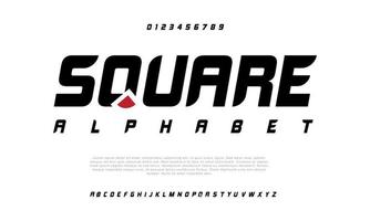 Square minimal modern alphabet fonts. Typography technology vector illustration