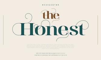 The honest luxury elegant typography. Vintage font for wedding, invitation, logo, music, fashion, property vector illustration