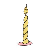 Burning aroma candle. Single doodle illustration. Hand drawn clipart for card, logo, design vector