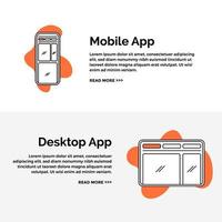 illustration layout application in mobile and desktop gadget template vector