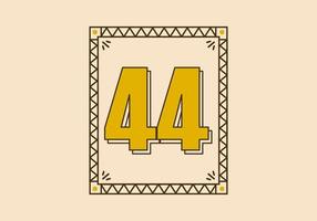 Vintage rectangle frame with number 44 on it vector