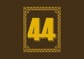 Number 44 in retro rectangle frame vector